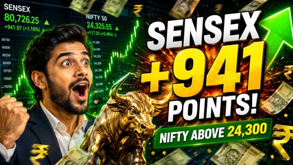 Sensex Surges 941 Points, Nifty Above 24,300 After US-Iran Peace Hopes Boost Indian Stock Market